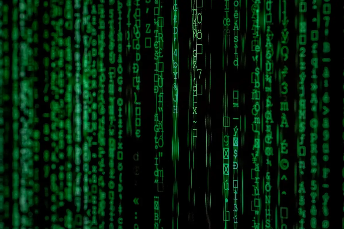 Matrix-style digital code representing a healthcare cybersecurity breach